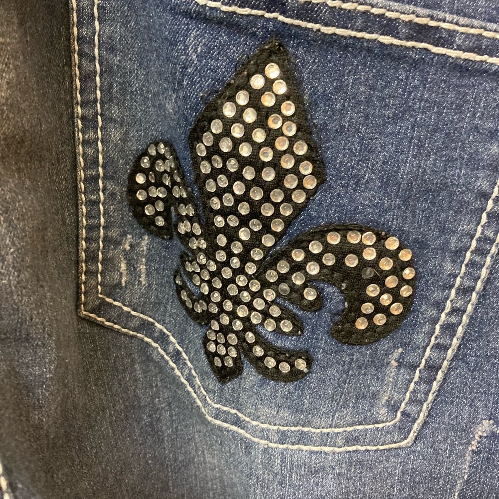 Red Rivet Rhineatone Bling And Distressed Jeans (… - image 1